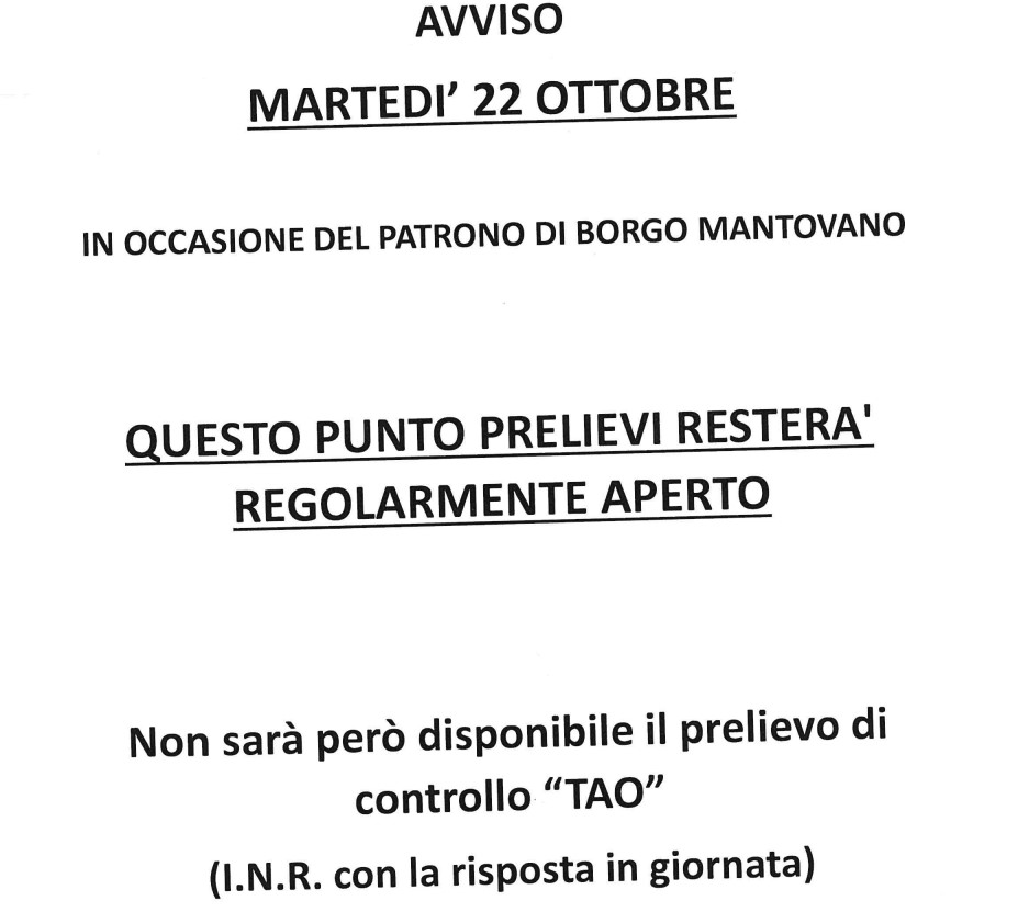 APERTURA PUNTO PRELIEVI